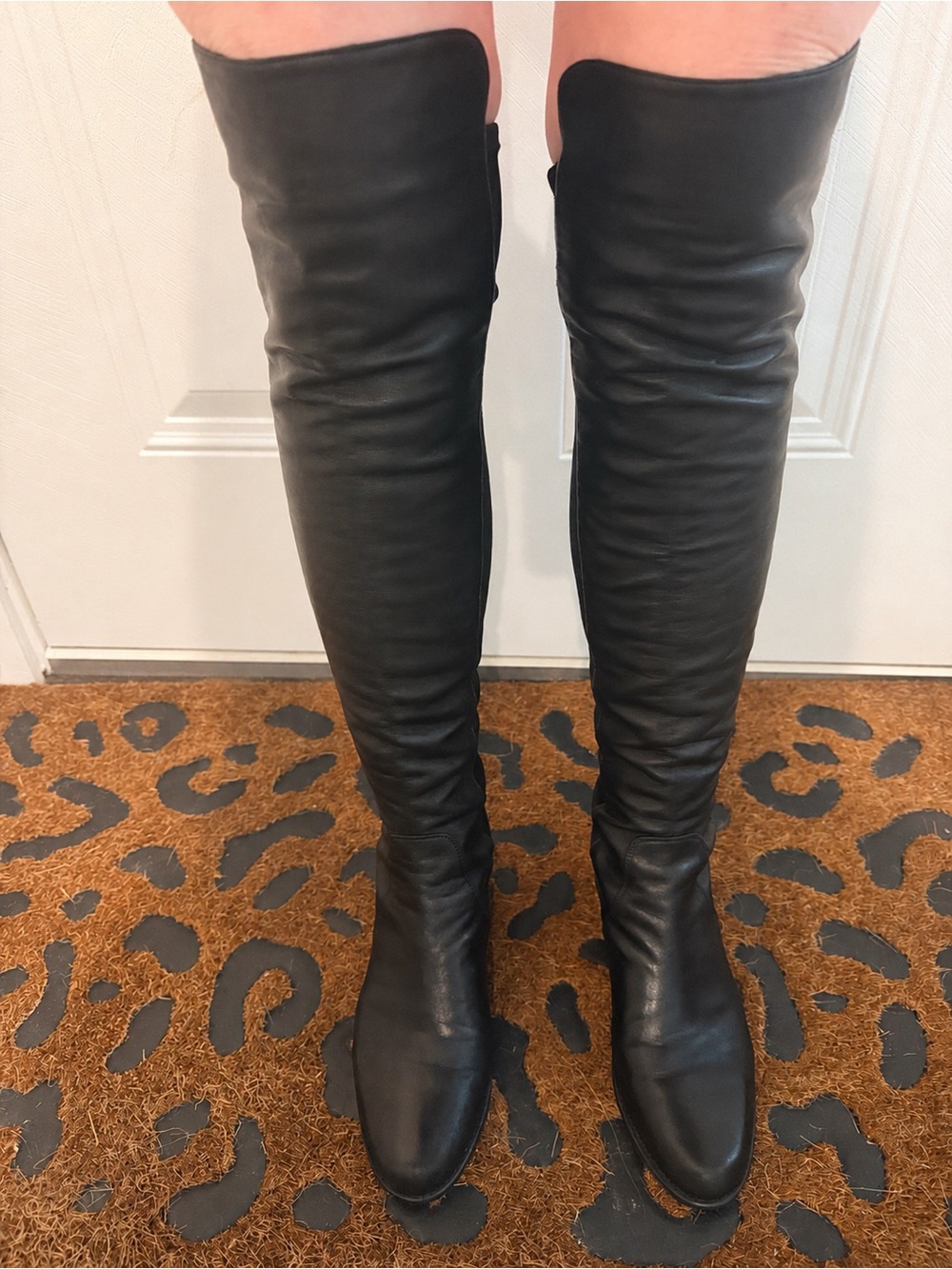 Stuart Weitzman 5050 Black Leather Over The Knee Stretch Boots Size 7 W - Picture 2 of 16